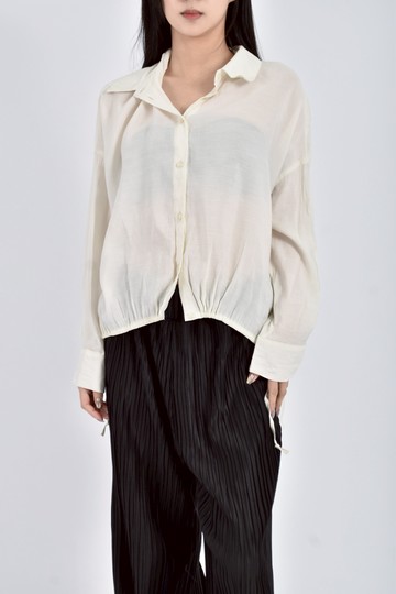 (F) earth music ecology質感寬鬆杏色長袖上衣