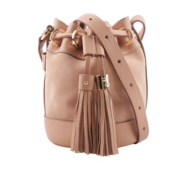 SEE BY CHLOE VICKI 山羊皮拼麂皮小款水桶包(粉色) CHS23ASC133306I3