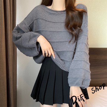 韓版寬鬆慵懶風泡泡袖毛衣【W606】