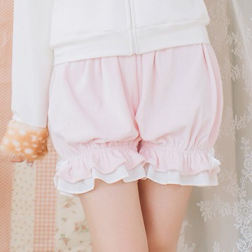 安全褲燈籠褲可愛日系南瓜褲lolita撐冬打底毛絨短褲蓬蓬洛麗塔