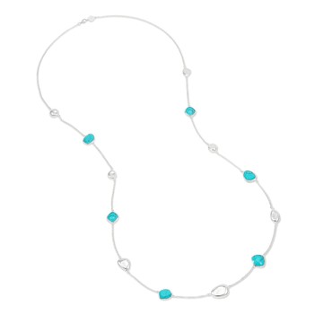 Turquoise Gemstones & Pebbles Long Necklace