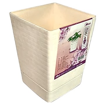 賀野 方形花盆 PP材質 台灣製  白色  26 x 21.6 x 21.6cm  1個