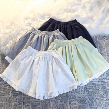 2025新款蕾絲花邊短褲女夏季休閑運動寬松闊腿bf慵懶風超好看褲子