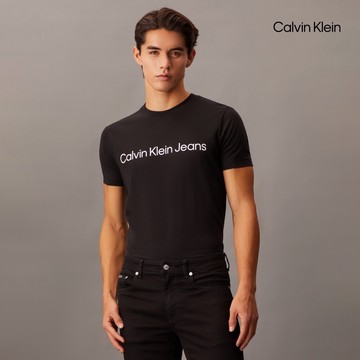 【Calvin Klein】 CK 經典誌修身短袖 T 恤_黑色