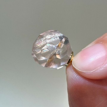 圖桑帶回 | 巴西粉晶 切面 帶彩虹 項鍊 天然水晶 T240314-905