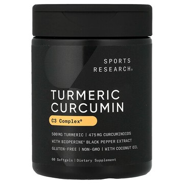 Sports Research, 薑黃素，500 毫克，60 粒軟凝膠