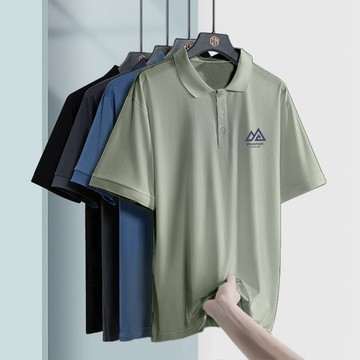 ✨台灣新品🎈POLO衫男夏季薄款冰絲涼感短袖t恤男寬鬆休閒翻領體恤大碼半袖