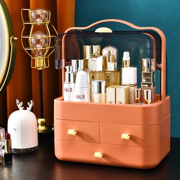 化妝品收納盒防塵大容量網紅桌面口紅護膚品整理柜梳妝臺置物架子