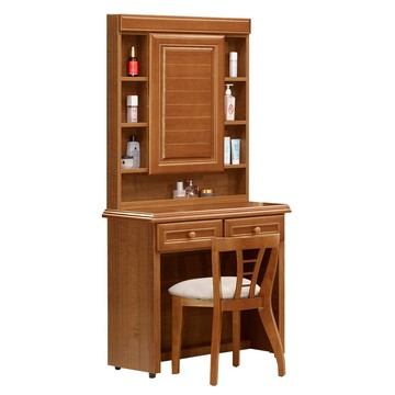 Homelike 喜家居樟木2.7尺藏鏡化妝桌椅(2048)