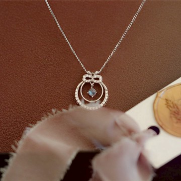 隔日到貨 蛋白石 月光石 永結同心 蝴蝶結 摩星鑚 莫桑鑽 項鏈 項鍊 不過敏N23