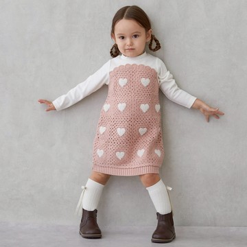 petit main 品牌旗艦店 【親子裝】鉤針拼接洋裝 【日本直接出貨】