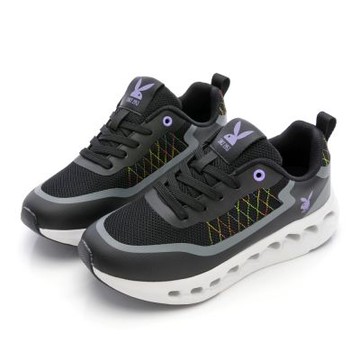 PLAYBOY 脈動未來鏤空厚底彈力鞋-PY2050黑