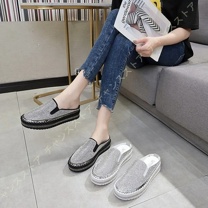 スニーカー かかとなし スリッポン レディース サボ サンダル 厚底 モカシンシューズ ラインストーン 美脚 グリッター キラキラ 厚底スリッポン オフィス 通販 Lineポイント最大0 5 Get Lineショッピング