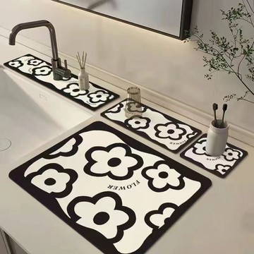 臺灣嚴選廚房水池防濺水衛生間洗臉池臺麵瀝水墊洗漱臺硅藻泥水龍頭吸水墊