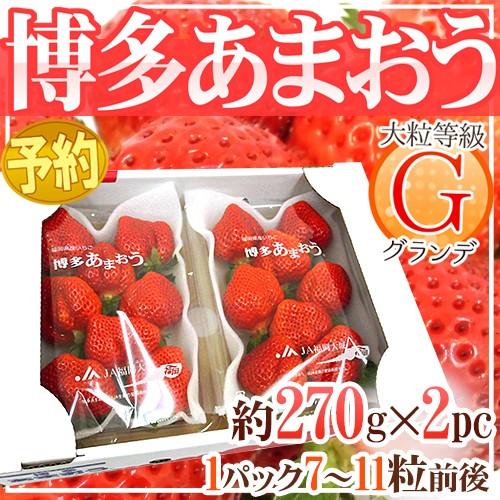 福岡産 博多 ”あまおういちご” 等級G（グランデ） 1箱 2パック入り（1パック約270g） 送料無料