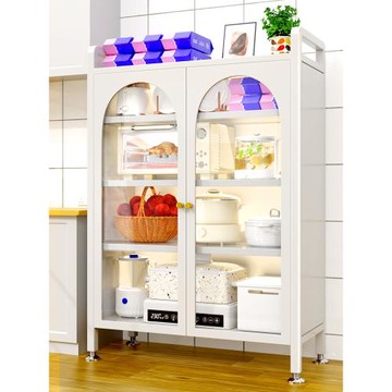 酒柜客廳靠墻置物架鋼化玻璃多層對開餐邊柜收納柜多功能落地櫥柜