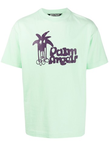 Palm Angels - Douby cotton T-shirt - men - Organic Cotton/Polyester - S - Green