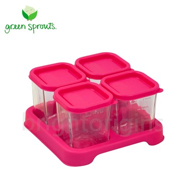green sprouts副食品小分裝盒120ml 一組4入(玻璃)-粉色