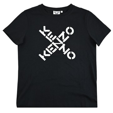 KENZO 2TS850 品牌燙印LOGO標誌棉質短T恤.黑