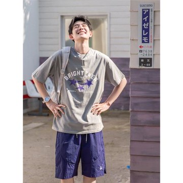 PD大人美式潮牌水洗做舊復古純棉星星印花T恤男女短袖T男士半截袖