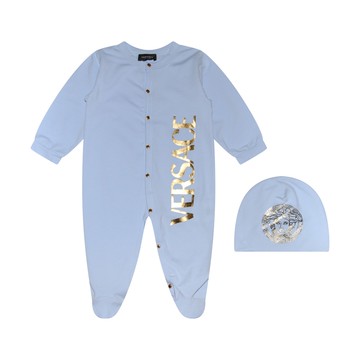 Versace - Baby Blue And Gold Cotton Jumpsuit