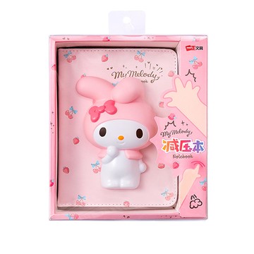 卡通3D立體減壓手帳筆記本-卡通人物美樂蒂+櫻桃-粉色 (12.7x17.5cm)