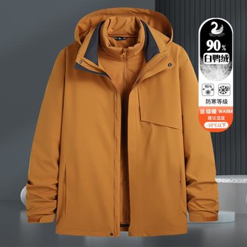 胖子沖鋒衣男冬季大碼兩件套脫卸內膽加肥加大羽絨服寬松加厚外套