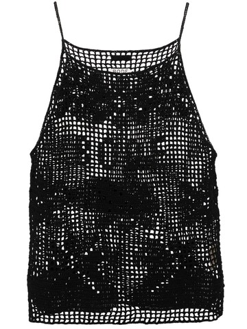 BODE - Mansfield crochet-knit tank top - women - Linen/Flax/Cotton - L - Black