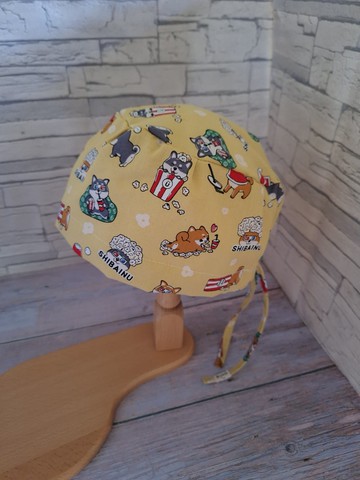 醫護雙層手術帽、工作帽、烘培帽  爆米花狗狗款 薄棉款