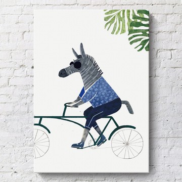 動物卡打車無框掛畫