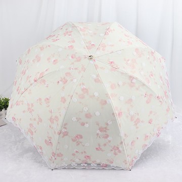 韓版蕾絲花邊拱形公主傘女加厚防曬遮陽傘折疊防紫外線兩用晴雨傘