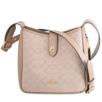 COACH CAK50 Hadley 緹花轉扣肩背/斜背流浪包.褐色