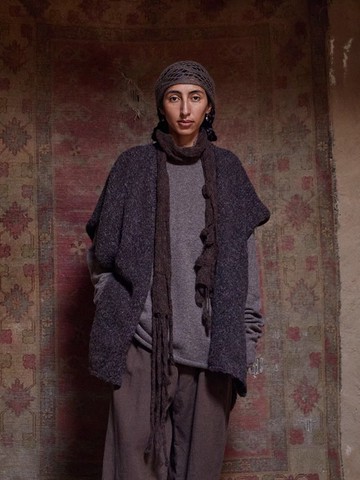 復古文青 羊毛混紡針織背心 休閒開衫毛衣