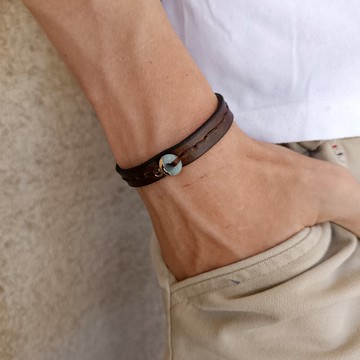 翠綠心跳 靈動幸運石皮革手環