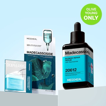 MEDIHEAL Madecassoside Blemish Repair Serum 100ml Set (+2 Toner Pads, 1 Face Mask)