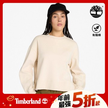 (領券再折)Timberland官方旗艦 女款象牙色寬版圓領上衣|A41ZBEFL