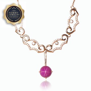 【Hommy Jewelry】紅寶石項鍊(法國星鑽 六道星芒)