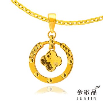 金緻品 黃金墜子 圓蘊幸葉 0.49錢 5G工藝