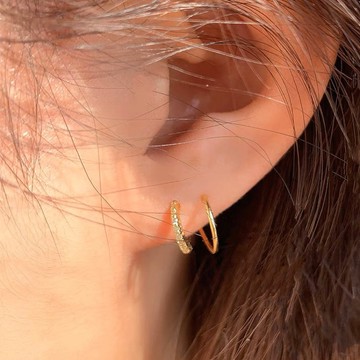 NOBBY【現貨免運x 純銀】閃鑽雙層耳圈 耳環 假兩件式耳環 E157