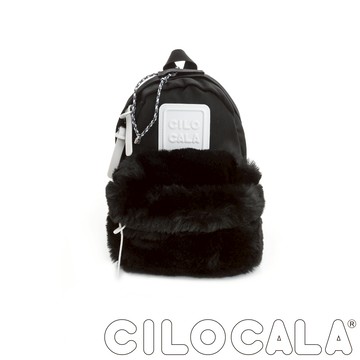 【台灣總代理】CILOCALA 季節限定 亮彩尼龍毛毛防潑水後背包-迷你 黑色