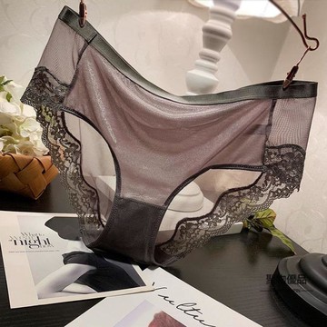 中高腰無痕蕾絲內褲女性感透明舒適網紗三角褲女大碼純棉襠【聚物優品】