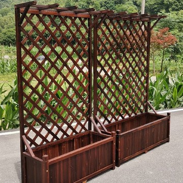 【現貨免運】園藝花架 碳化實木 攀爬網格 花盆圍欄 陽臺隔斷 戶外防腐 花槽架 庭院裝飾