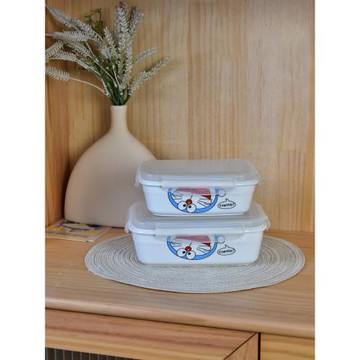 陶瓷飯盒微波爐學生便當盒密封碗保鮮碗帶蓋三件套長方形冰箱專用