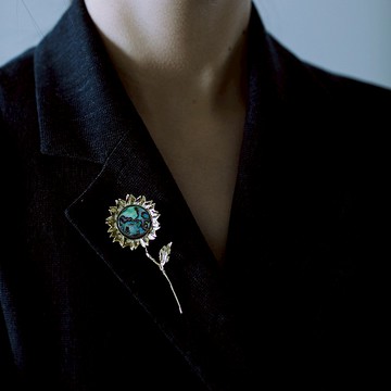 向日葵螺鈿胸針鍍金胸花植物太陽花優雅禮物花語沉默的愛天然貝殼