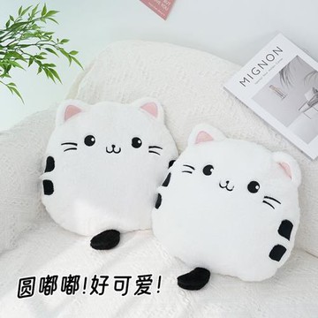 原創貓咪客廳沙發抱枕毛絨卡通貓咪圓形椅子靠枕床上可愛兒童腰靠