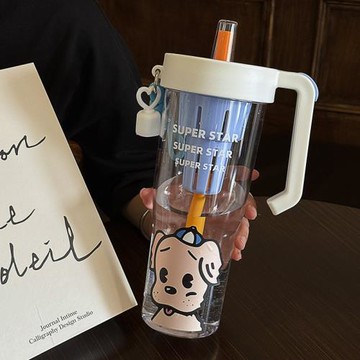 夏天大容量巨無霸塑料吸管杯女生高顏值奶茶杯便攜泡茶可愛水杯子