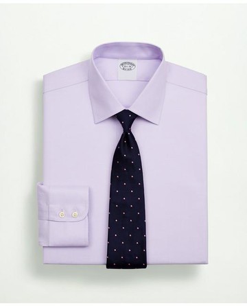 Brooks Brothers Men's Stretch Supima Cotton Non-Iron Twill Ainsley Collar Dress Shirt | Lavender | Size 17 33