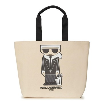 KARL LAGERFELD  老佛爺 帆布托特包 肩背包 購物包 手提包 K67834 卡爾 米色(現貨)▶指定Outlet商品5折起☆現貨【送禮首選★APP下單點數4倍送】