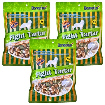 Boneplus 雙色潔牙骨結超值包 SS 18週以上犬用  綜合  300g  3包