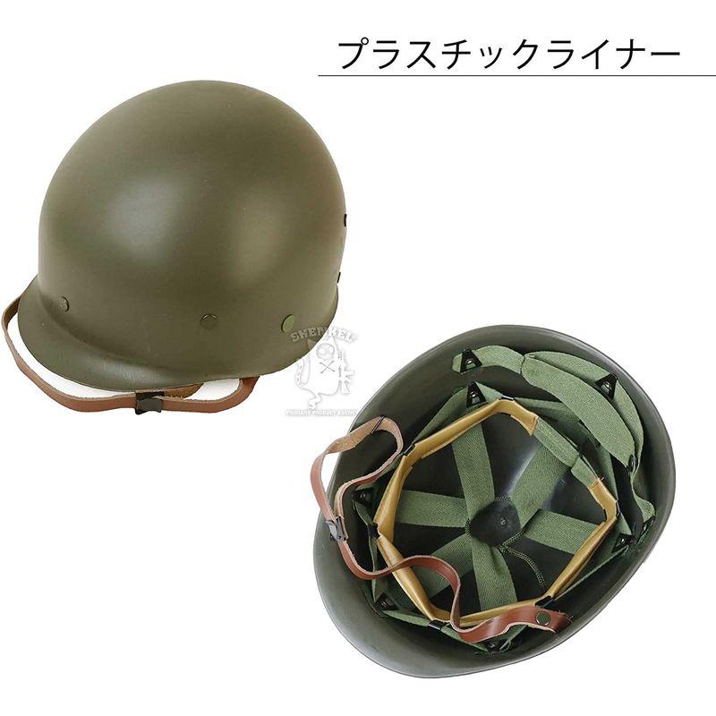 アメリカ軍 M-1 スチールヘルメット (スチールシェル プラスチックライナー) OD レプリカ